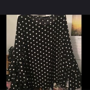 Zanzea polka dot patterned, bell layered blouse